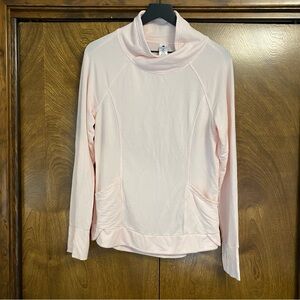 Yogalicious Pink Medium Mock Neck Long Sleeve Top Pockets Thumbholes Stretchy